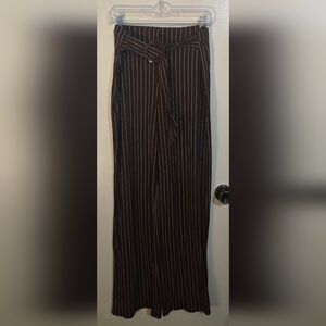Brown Striped Wide-Leg 2 PIECE PANTS SET